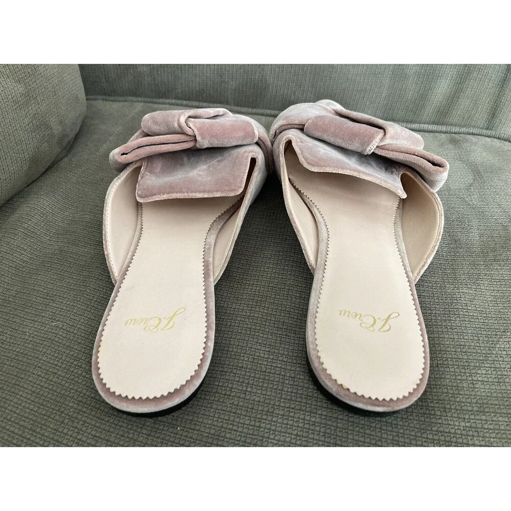 J. Crew Factory Pink Velvet Bow Pointed Toe Flats